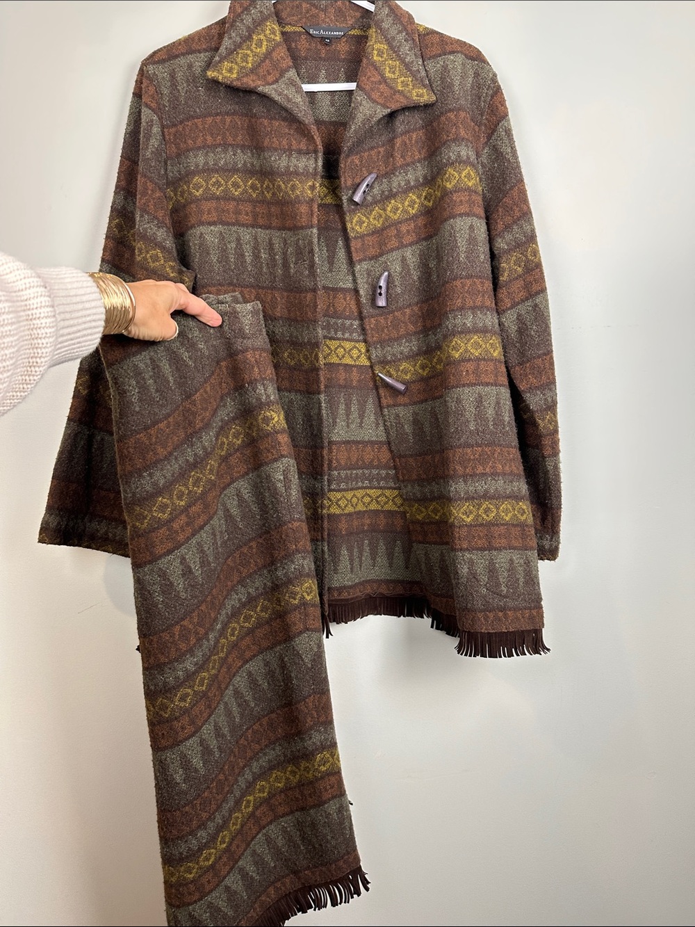 173. Eric Alexander wool blend southwestern skirt and jacket set.